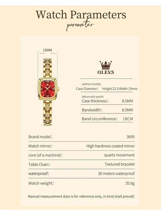 Women\'s Gold band /Red dial Diamond Fashion Elegant Chronograph Wrist Watch